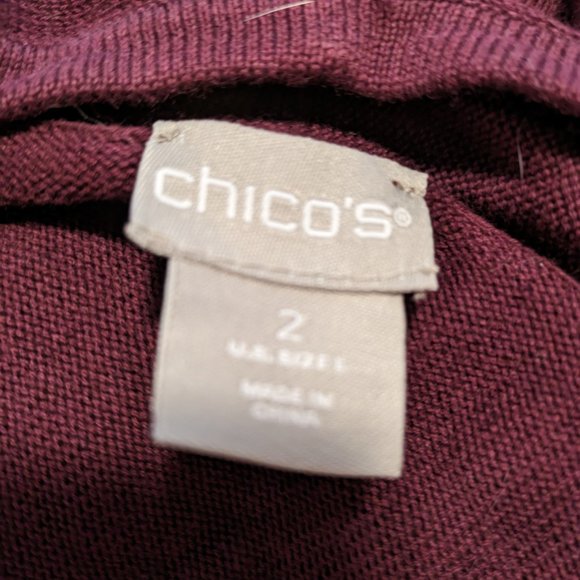 Chicos Long Burgundy Cardigan - Picture 3 of 6